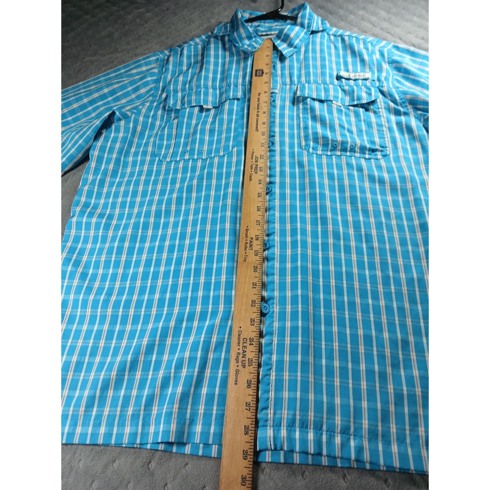Habit Mens XL Fishing Shirt Blue Plaid Short Sleeve UPF 40+ Ventilated Mesh Back - Picture 6 of 9